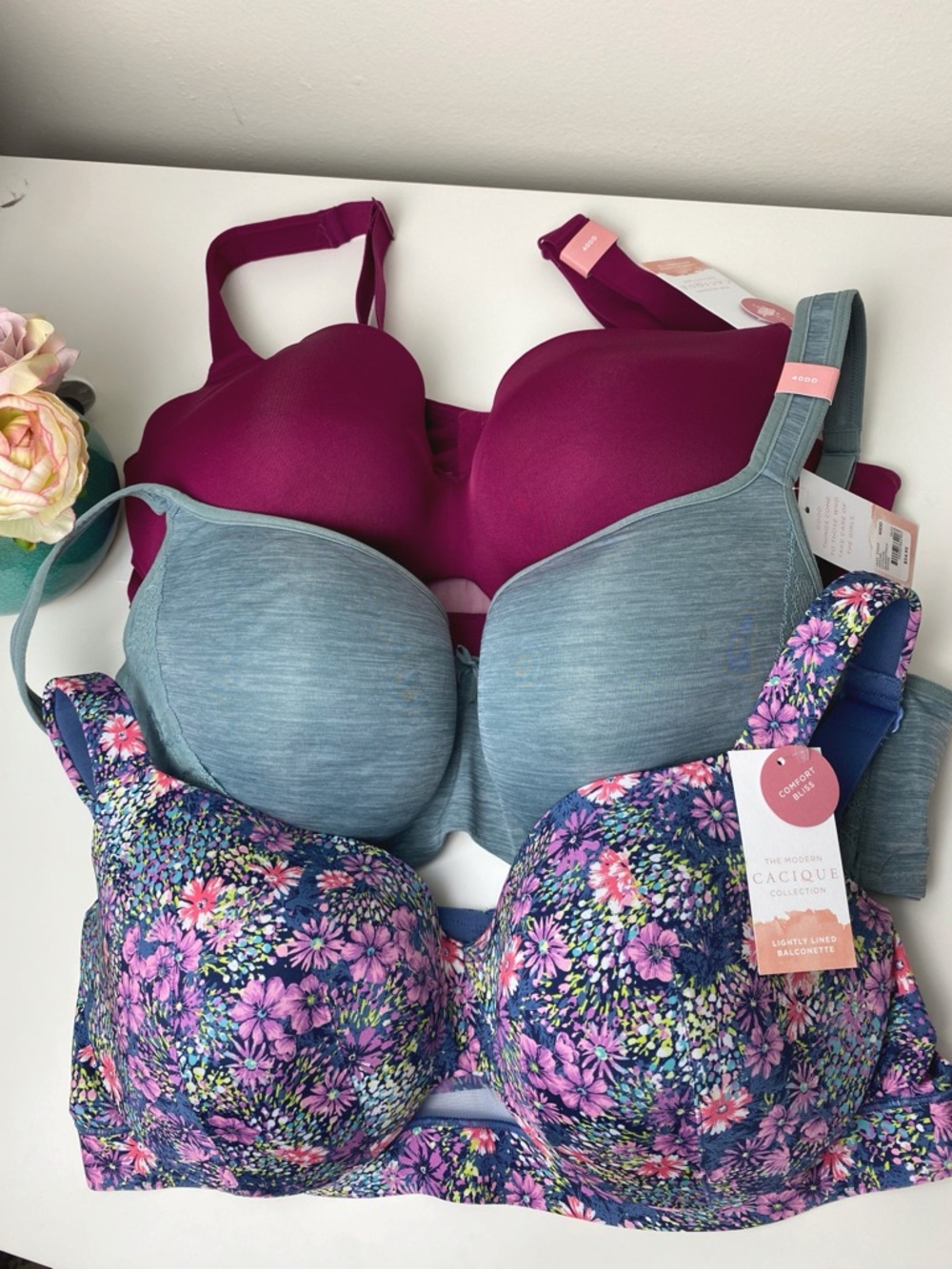 Cacique Lightly Lined Balconette Bra 40DD Set Of 3